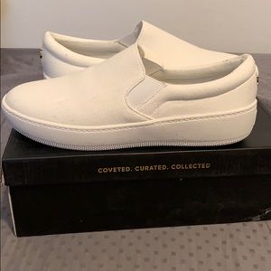 Dylann White Canvas Slip-On Flatform Sneakers